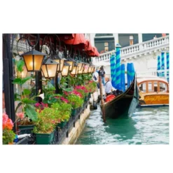 Northlight LED Lighted Floral Shop With Gondola Ride Canvas Wall Art 11.75" X 15.75"