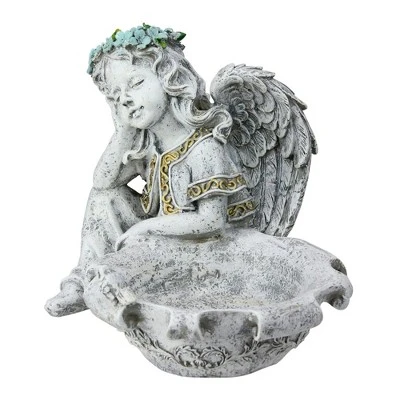 Northlight 10" Resting Angel Bird Feeder Outdoor Patio Garden Statue - Gray 4 Northlight 10" Resting Angel Bird Feeder Outdoor Patio Garden Statue - Gray - Image 2