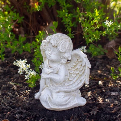 Northlight 6" Ivory Sitting Angel With Bird Outdoor Garden Statue 3 Northlight 6" Ivory Sitting Angel With Bird Outdoor Garden Statue