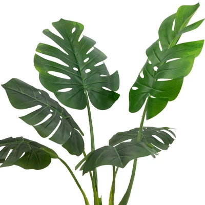 Northlight 35" Green Wide Leaf Monstera Artificial Potted Plant 6 Northlight 35" Green Wide Leaf Monstera Artificial Potted Plant - Image 4