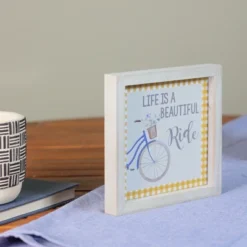 Northlight 7" Blue And White Vintage Bicycle "Life Is A Beautiful Ride" Plaid Accent Wall Decor -Northlight Store GUEST 0fbf3964 1a29 4cbd 9a6e 22ac6517700a