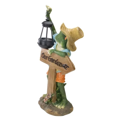 Northlight 18-Inch Country Frog With Lantern Outdoor Garden Statue 4 Northlight 18-Inch Country Frog With Lantern Outdoor Garden Statue - Image 2