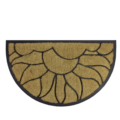 Northlight Brown And Black Sunflower Half Round Doormat 29 X 17 3 Northlight Brown And Black Sunflower Half Round Doormat 29 X 17