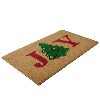 Northlight Natural Coir "Joy" Christmas Tree Doormat 18" X 30" 4 Northlight Natural Coir "Joy" Christmas Tree Doormat 18" X 30" - Image 2