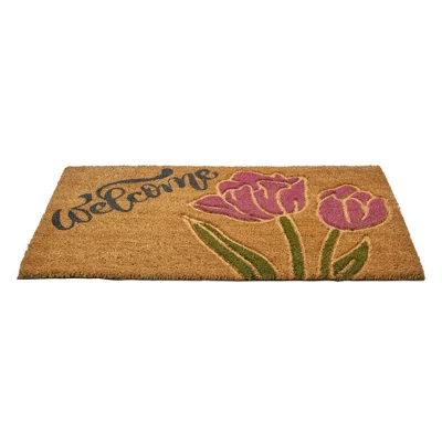 Northlight Natural Coir Floral Rectangular "Welcome" Doormat 18" X 30" 4 Northlight Natural Coir Floral Rectangular "Welcome" Doormat 18" X 30" - Image 2