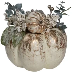 Northlight 9" White And Gold Pumpkins Fall Harvest Arrangement -Northlight Store GUEST 279038b7 a020 42a8 bf3f c5531f3da83d