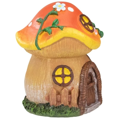 Northlight 6.25" Orange Mushroom House Outdoor Garden Statue 6 Northlight 6.25" Orange Mushroom House Outdoor Garden Statue - Image 4