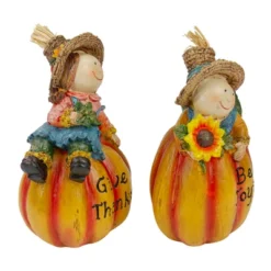 Northlight Set Of 2 Girl And Boy Scarecrows On Pumpkins Fall Figurines 6" -Northlight Store GUEST 2a73ade1 5f45 43d2 9174 e6f392d1b441