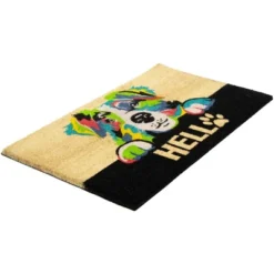 Northlight Ivory And Black "Hello" Multicolor Dog Outdoor Coir Doormat 18" X 30" -Northlight Store GUEST 2cab1f86 684f 45db b1fc 10a6d5f82477