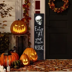 Northlight 36" Enter At Your Own Risk Wood Halloween Wall Sign