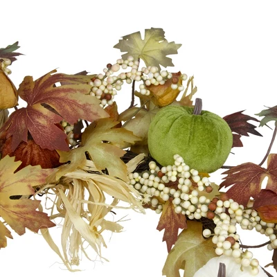 Northlight Green Pumpkins And Straw Artificial Fall Harvest Wreath - 24 Inch, Unlit 4 Northlight Green Pumpkins And Straw Artificial Fall Harvest Wreath - 24 Inch, Unlit - Image 2