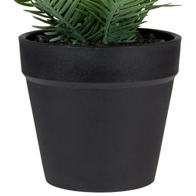 Northlight 7.5" Green Artificial Yew Plant In Black Pot 5 Northlight 7.5" Green Artificial Yew Plant In Black Pot - Image 3