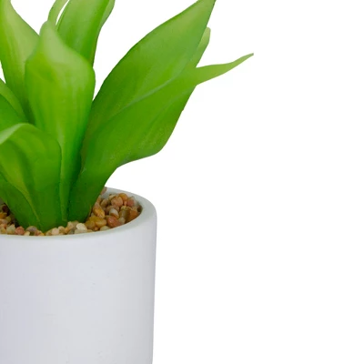 Northlight 8" Green Artificial Aloe Plant In A White Pot 5 Northlight 8" Green Artificial Aloe Plant In A White Pot - Image 3