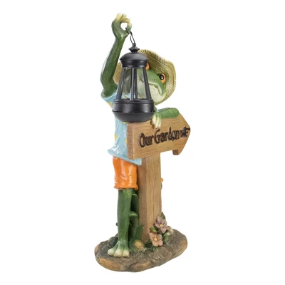 Northlight 18-Inch Country Frog With Lantern Outdoor Garden Statue 6 Northlight 18-Inch Country Frog With Lantern Outdoor Garden Statue - Image 4