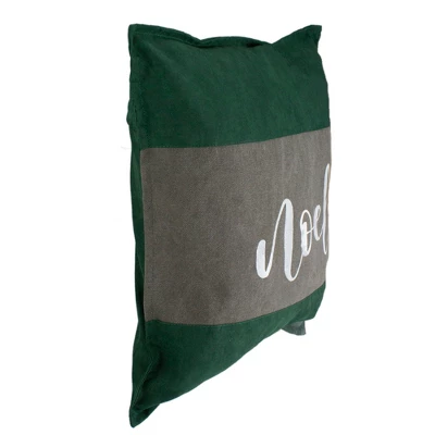 Northlight 18" Green And Brown Suede "Noel" Christmas Throw Pillow 4 Northlight 18" Green And Brown Suede "Noel" Christmas Throw Pillow - Image 2