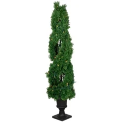 Northlight Real Touch™ Artificial Pre-Lit Cedar Double Spiral Topiary Tree, Clear Lights 4.5' -Northlight Store GUEST 4435afec ffe5 4e0d 9976 a823c60d4bfe