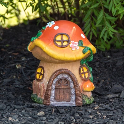 Northlight 6.25" Orange Mushroom House Outdoor Garden Statue 3 Northlight 6.25" Orange Mushroom House Outdoor Garden Statue
