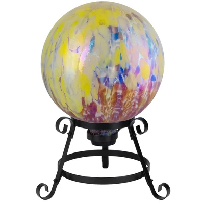 Northlight 10" Yellow And Blue Iridescent Reflective Glass Outdoor Garden Gazing Ball 4 Northlight 10" Yellow And Blue Iridescent Reflective Glass Outdoor Garden Gazing Ball - Image 2