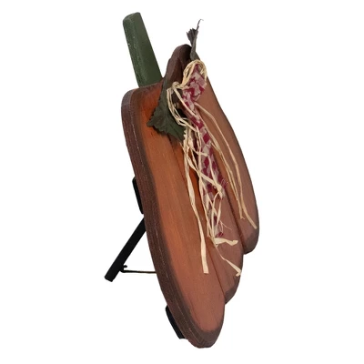 Northlight 10" Green And Orange Fall Harvest Wood Pumpkin 4 Northlight 10" Green And Orange Fall Harvest Wood Pumpkin - Image 2