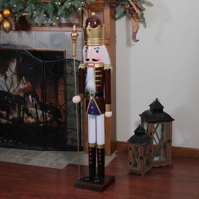 Northlight 48" Burgundy And White Wooden Christmas Nutcracker King With Scepter 3 Northlight 48" Burgundy And White Wooden Christmas Nutcracker King With Scepter