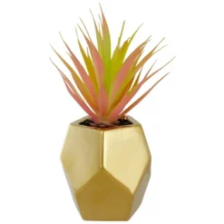 Northlight 8" Green Artificial Sword Grass In A Gold Geometric Pot -Northlight Store GUEST 4ef56c59 2465 4b6a a435 eefba8259852