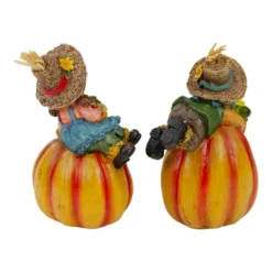 Northlight Set Of 2 Girl And Boy Scarecrows On Pumpkins Fall Figurines 6" -Northlight Store GUEST 5898cd09 c2d9 46d3 9937 968d06956451