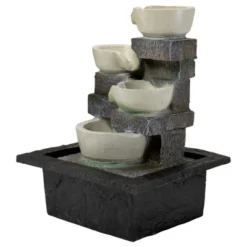 Northlight 11" LED Lighted Cascading 4-Tier Bowl Indoor Tabletop Water Fountain -Northlight Store GUEST 5ff12a1c 021a 471f a688 85c373778582