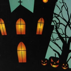 Northlight 23.5" Halloween Prelit LED Church In Cemetery Canvas Wall Art - Teal Blue/Black -Northlight Store GUEST 6017c8dc 9d7c 4439 9b87 acc7ef24a2f8
