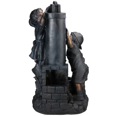 Northlight 29" Children At The Water Pump Well Outdoor Patio Garden Fountain - Black/Bronze 4 Northlight 29" Children At The Water Pump Well Outdoor Patio Garden Fountain - Black/Bronze - Image 2