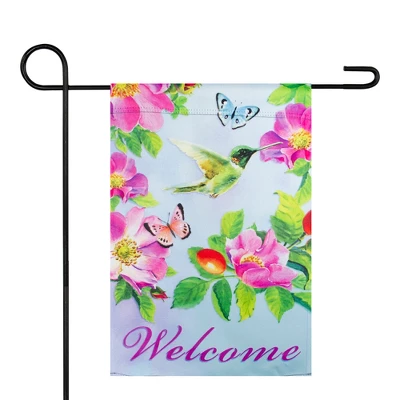 Northlight Welcome Hummingbird Floral Outdoor Garden Flag 12.5" X 18" 3 Northlight Welcome Hummingbird Floral Outdoor Garden Flag 12.5" X 18"