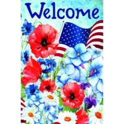 Northlight Welcome Patriotic Americana Outdoor Floral Garden Flag 18" X 12.5" -Northlight Store GUEST 63630f33 3ef7 4474 a16e 84752d4ca07d 1