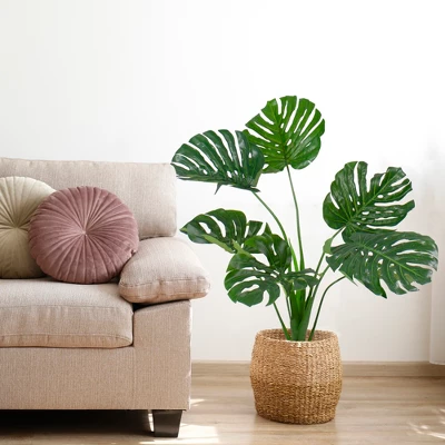 Northlight 35" Green Wide Leaf Monstera Artificial Potted Plant 8 Northlight 35" Green Wide Leaf Monstera Artificial Potted Plant - Image 6
