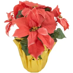 Northlight 14.5" Dark Pink Artificial Christmas Poinsettia With Gold Wrapped Base -Northlight Store GUEST 6531c1fe 197d 4201 90d5 924800950c7e