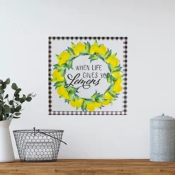 Northlight White And Black Gingham "When Life Gives You Lemons" Decorative Wall Art 13.75"