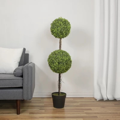 Northlight 4' Unlit Artificial Potted Two Tone Green Double Ball Boxwood Topiary Garden Tree 3 Northlight 4' Unlit Artificial Potted Two Tone Green Double Ball Boxwood Topiary Garden Tree