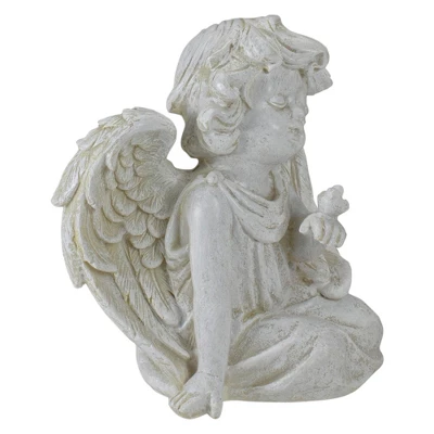 Northlight 6" Ivory Sitting Angel With Bird Outdoor Garden Statue 4 Northlight 6" Ivory Sitting Angel With Bird Outdoor Garden Statue - Image 2