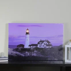 Northlight LED Lighted Coastal Lighthouse Home With Sunset Canvas Wall Art 15.75" X 23.5" -Northlight Store GUEST 6e01c05e 0a77 4a10 87a6 d2ab8c3d7c9c