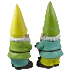 Northlight Set Of 2 Green And Yellow Gnome Outdoor Garden Statues 12.25" -Northlight Store GUEST 6f1e542d 1e22 432f 88fe 178440a653b4