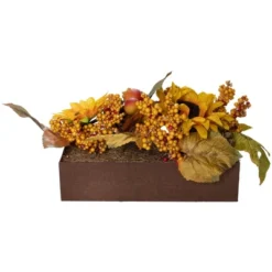 Northlight 10" Yellow And Brown Sunflowers And Leaves Fall Harvest Floral Arrangement -Northlight Store GUEST 705e4616 3a54 42ec 8867 6edf538b4009