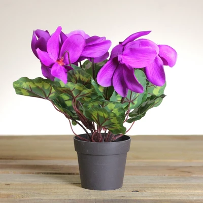 Northlight 12" Purple Potted Artificial Cyclamen Floral Arrangement 3 Northlight 12" Purple Potted Artificial Cyclamen Floral Arrangement