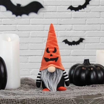 Northlight 9.75" Black And Orange Halloween Gnome With Jack-O-Lantern Hat 3 Northlight 9.75" Black And Orange Halloween Gnome With Jack-O-Lantern Hat