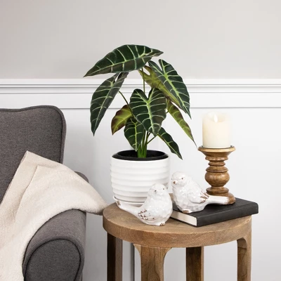 Northlight Real Touch™ Artificial Taro Plant In Black Pot 18" 3 Northlight Real Touch™ Artificial Taro Plant In Black Pot 18"