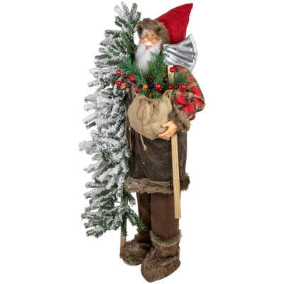 Northlight 48" Santa Claus With Artificial Flocked Alpine Tree Christmas Figure 4 Northlight 48" Santa Claus With Artificial Flocked Alpine Tree Christmas Figure - Image 2