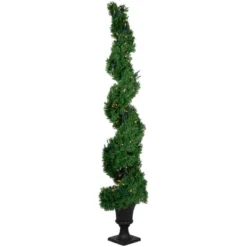 Northlight 5.5' Pre-Lit Artificial Cedar Spiral Topiary Tree In Urn Style Pot, Clear Lights -Northlight Store GUEST 7886fc73 1b35 4632 8f8c 97400173b801