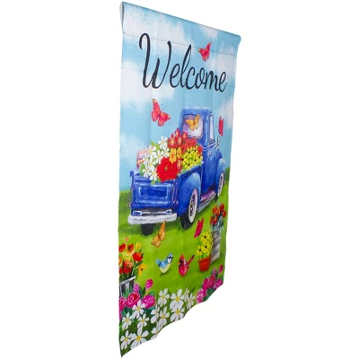 Northlight Welcome Blue Pickup Truck With Flowers Outdoor House Flag 28" X 40" 5 Northlight Welcome Blue Pickup Truck With Flowers Outdoor House Flag 28" X 40" - Image 3