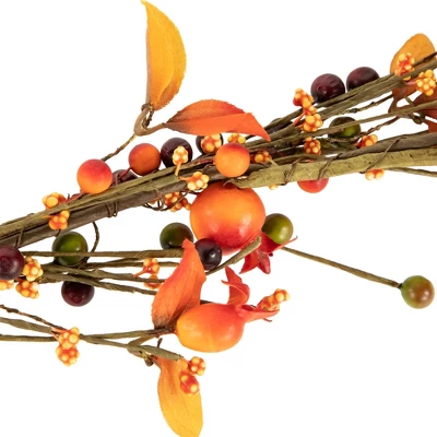 Northlight 5' X 6" Fall Harvest Berries And Leaves Twig Artificial Garland, Unlit 3 Northlight 5' X 6" Fall Harvest Berries And Leaves Twig Artificial Garland, Unlit