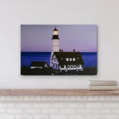 Northlight LED Lighted Dusk Lighthouse Seaside Scene Canvas Wall Art 15.75" X 23.75"