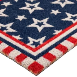 Northlight Blue And Red Americana Stars And Striped Border Coir Outdoor Doormat 18" X 30" -Northlight Store GUEST 84902872 c43c 4bea b5b4 f8d3df280ff3