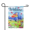 Northlight Welcome Blue Pickup Truck With Spring Flowers Outdoor Garden Flag 12.5" X 18"