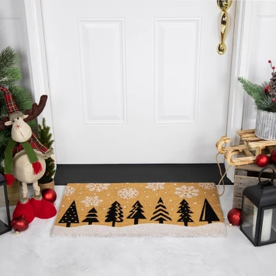 Northlight Trees And Snowflakes Natural Coir Christmas Outdoor Doormat 18" X 30" 3 Northlight Trees And Snowflakes Natural Coir Christmas Outdoor Doormat 18" X 30"